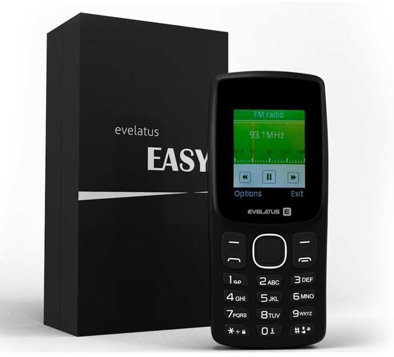 Evelatus Easy Pogu Telefons ar divām SIM kartēm Radio Lukturīti Kameru un ietilpīgu akumulātoru Melns