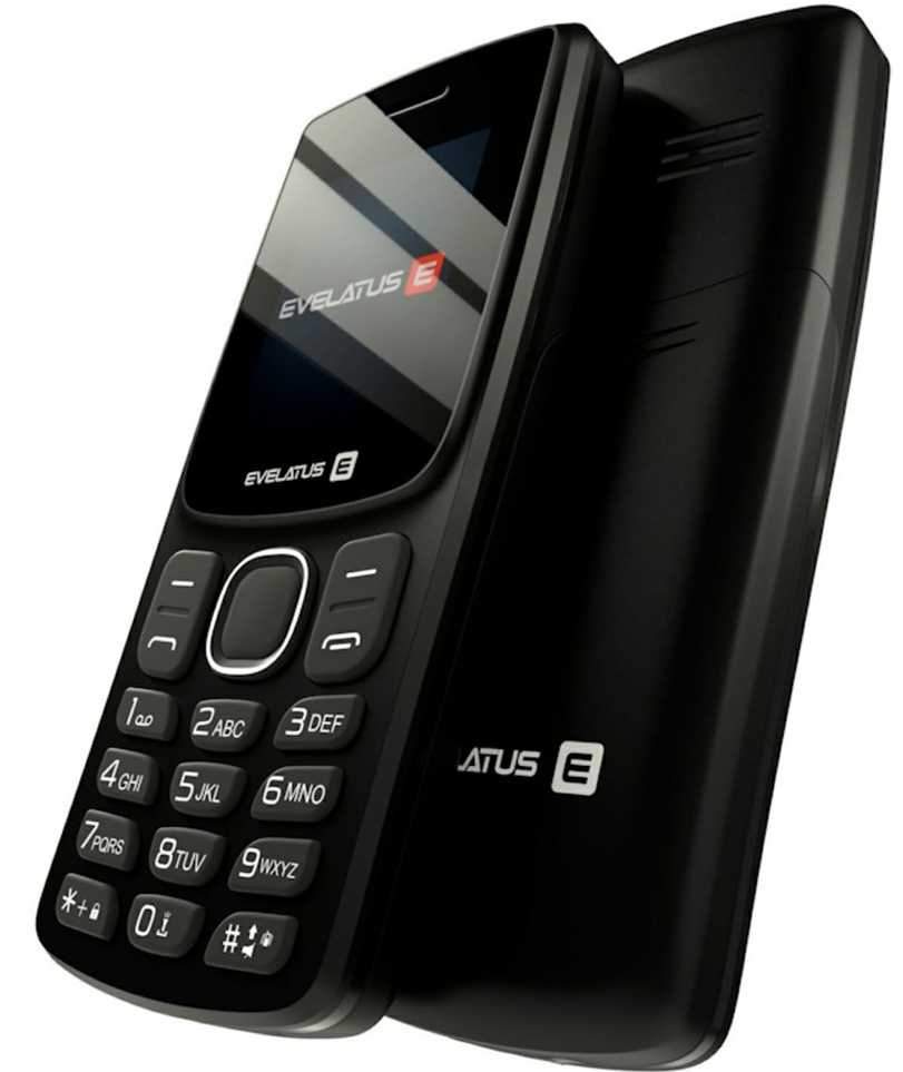Evelatus Easy Pogu Telefons ar divām SIM kartēm Radio Lukturīti Kameru un ietilpīgu akumulātoru Melns