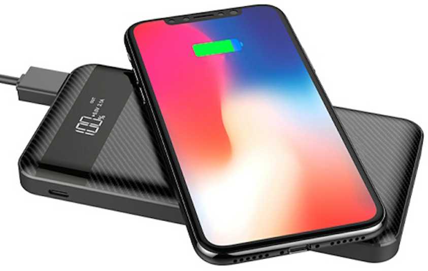 Evelatus EPB05 10000mAh Power Bank X2 USB / Micro USB-C Lightning + 10W bezvadu uzlādētājs Melns