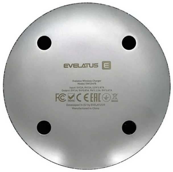 Evelatus EWC04 Audums 15W bezvadu uzlādes padeve Smartfona pulkstenim austiņām USB-C melna pelēka