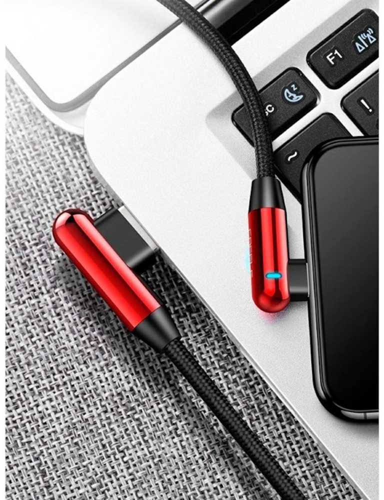 Evelatus TPC05 L-Formas no pagarināta niķeļa pārklāta cinka sakausējuma USB uz USB-C datu & PD 20W lādētāja vads 1m raudona