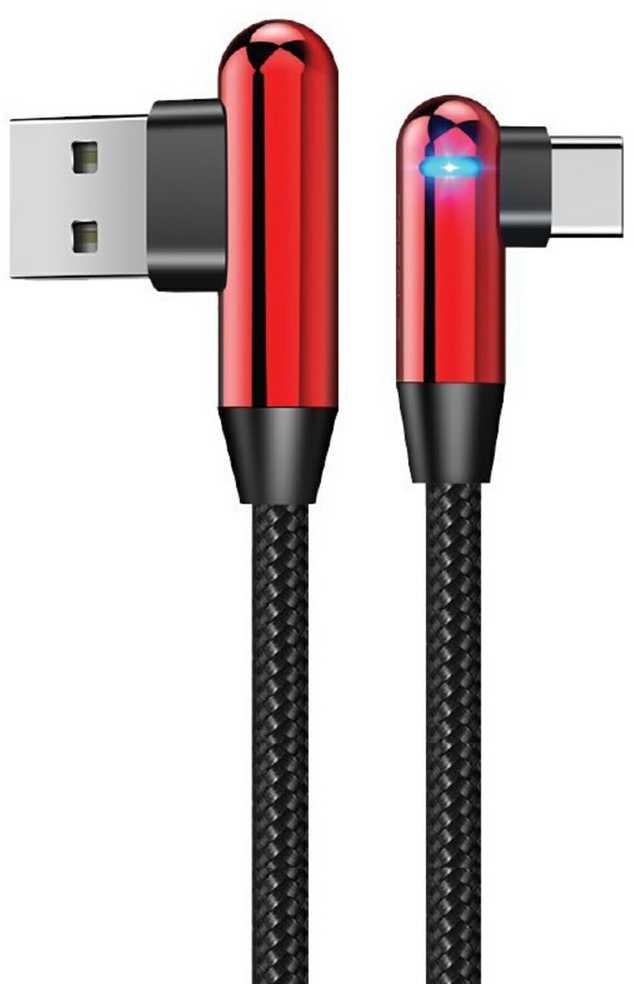 Evelatus TPC05 L-Formas no pagarināta niķeļa pārklāta cinka sakausējuma USB uz USB-C datu & PD 20W lādētāja vads 1m raudona