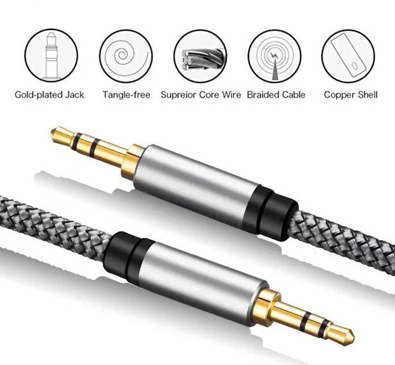 iLike AX1 Izturīgs Pīta vada 1m Aux Jack kabelis 3.5mm spraudnis uz 3.5mm spraudnis 2-line Sudraba (OEM)