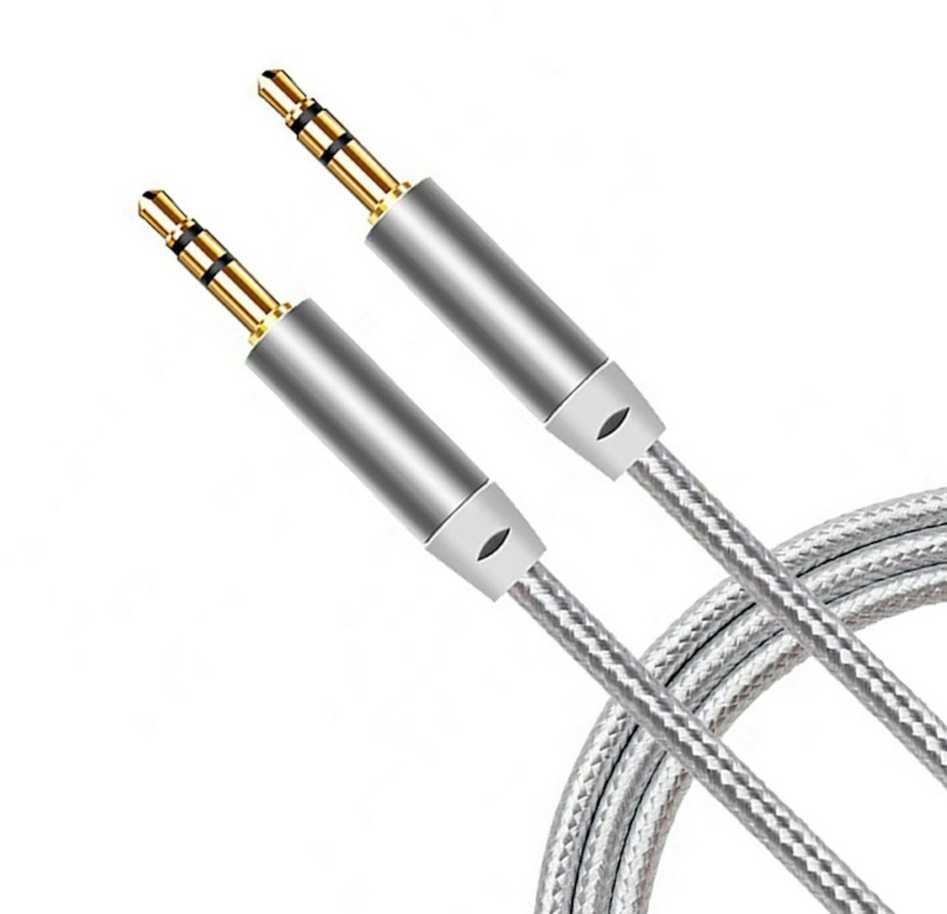 iLike AX1 Izturīgs Pīta vada 1m Aux Jack kabelis 3.5mm spraudnis uz 3.5mm spraudnis 2-line Sudraba (OEM)