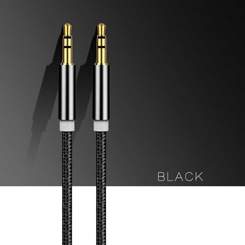 iLike AX1 Izturīgs Pīta vada 1m Aux Jack kabelis 3.5mm spraudnis uz 3.5mm spraudnis 2-line Melns (OEM)