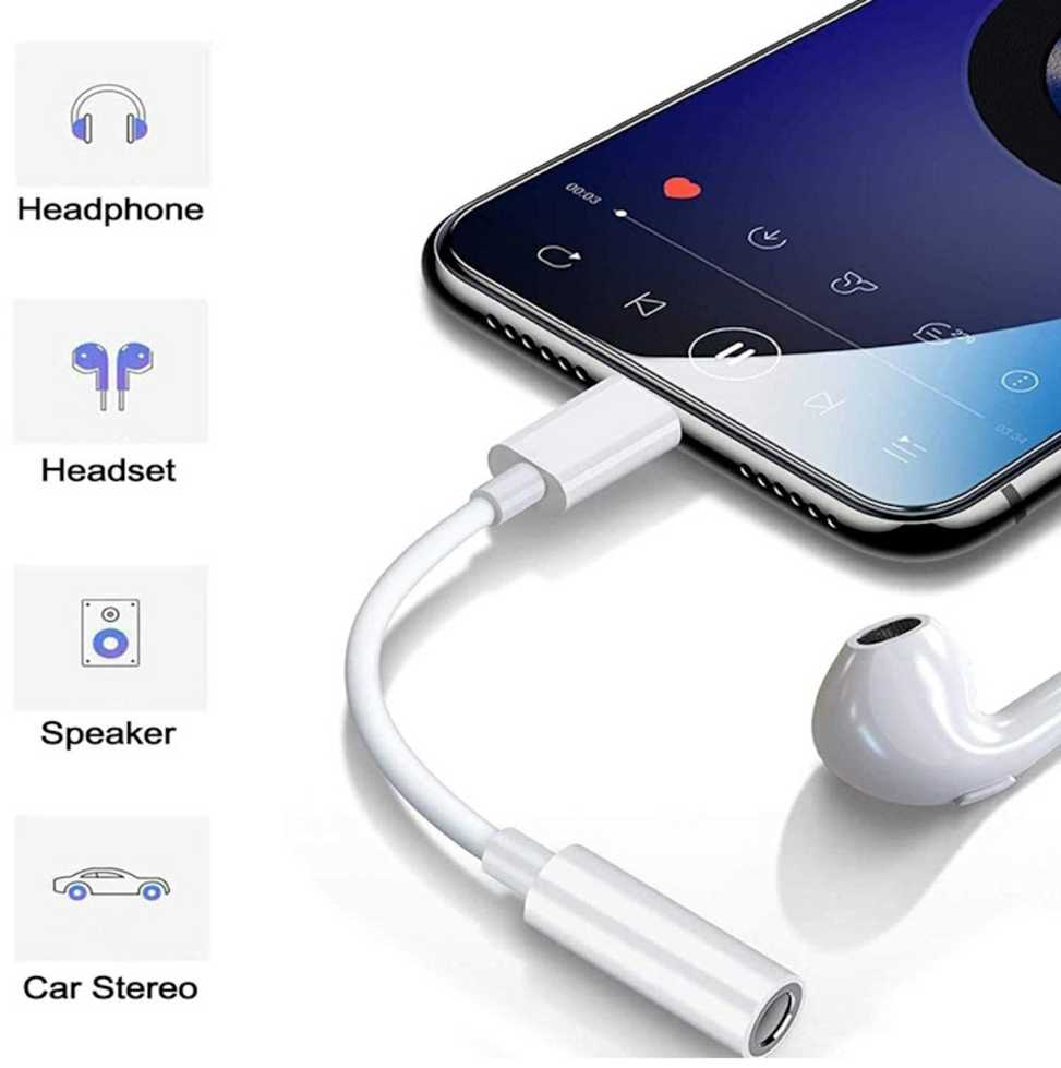 iLike AX5 Turīgs TPE audio vads adapteris no Lightning vīrišķis uz 3.5mm spraudnis balts DAC versija (OEM)