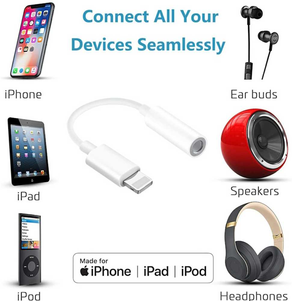 iLike AX5 Turīgs TPE audio vads adapteris no Lightning vīrišķis uz 3.5mm spraudnis balts DAC versija (OEM)