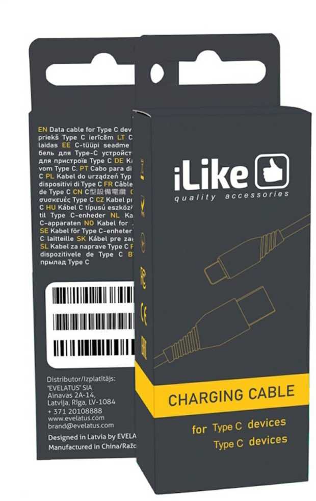 iLike CTT01 Izturīgs TPE USB-C uz USB-C (Type-C) Ātra 3.1A Datu un Lādētāja Vads 1m Melns