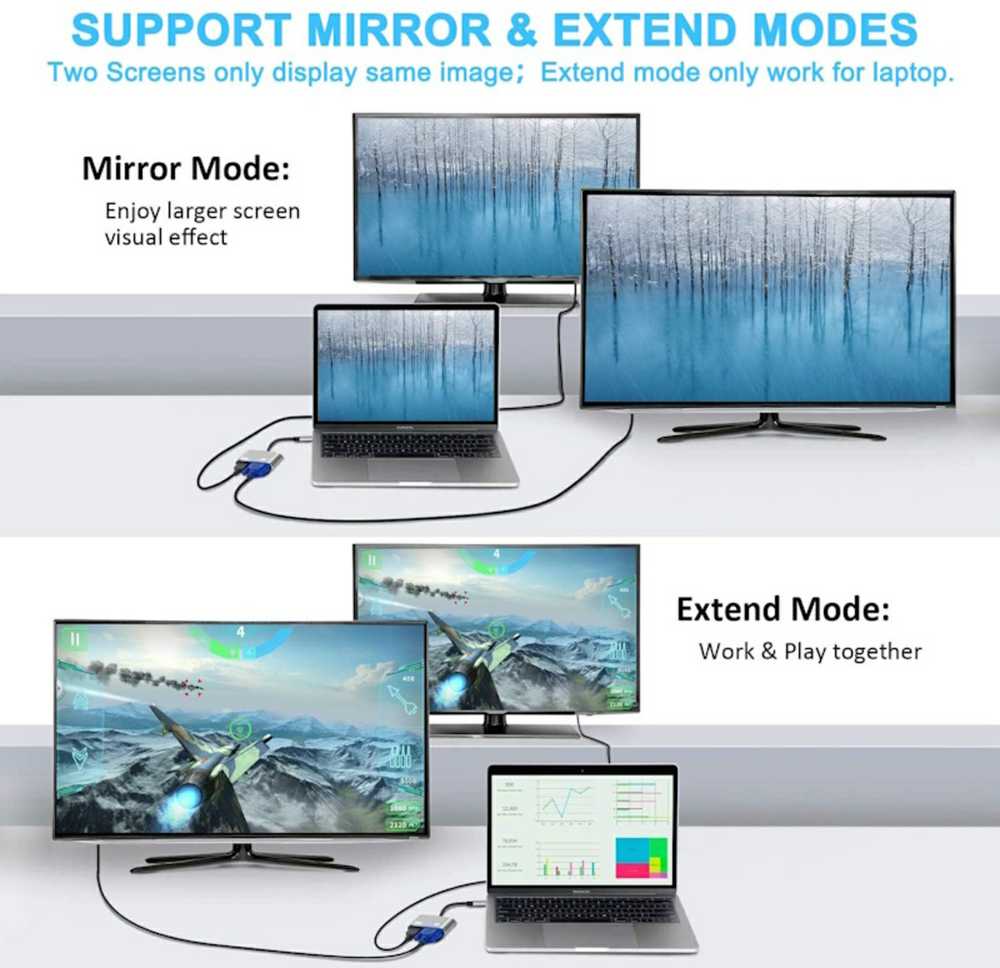 iLike HD4 2in1 Video Adapteris - Pārveidotājs no USB-C uz Hdmi 4K 30Hz / VGA monitors Sudraba (OEM)