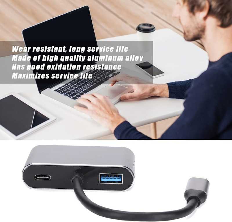 iLike HD5 4in1 Konverteris USB-C uz Hdmi 4K 30Hz / VGA monitors / USB 3.0 / USB-C PD 100W