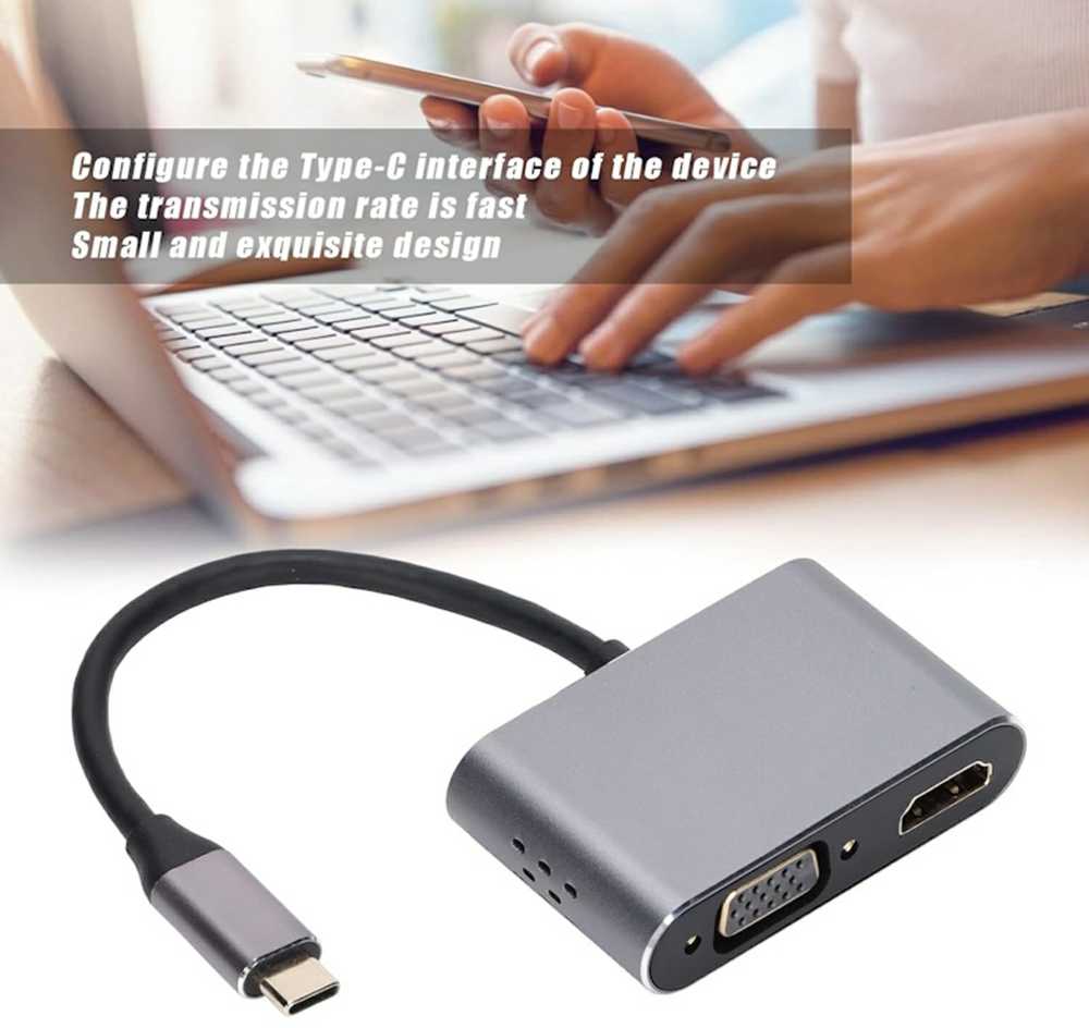 iLike HD5 4in1 Konverteris USB-C uz Hdmi 4K 30Hz / VGA monitors / USB 3.0 / USB-C PD 100W