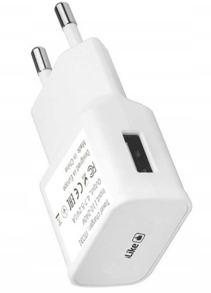 iLike ITC01 USB 1A Ligzdas Universāls lādētājs visām mobīlajām un Mājas elektronikas ierīcēm 4.7-5.2V Balts