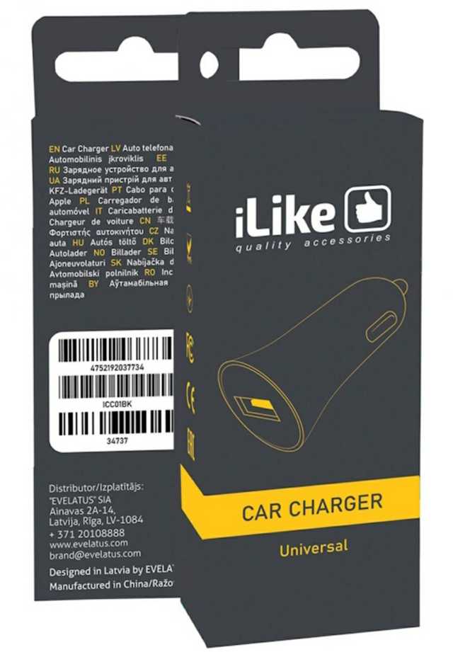 iLike ITC01 USB 1A Ligzdas Universāls lādētājs visām mobilajām un Mājas elektronikas ierīcēm 4.7-5.2V Balts
