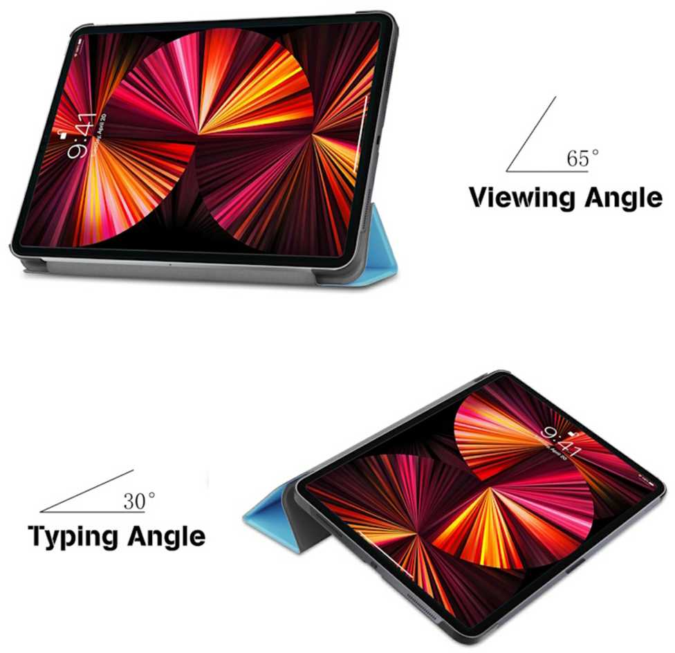 Dėklas na tablet iLike iPad Pro 11 4th Gen Tri-Fold Eco-Leather* Stand Case Sky Mėlyna