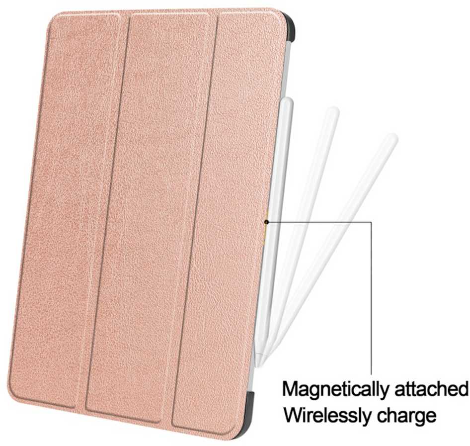 iLike Tri-Fold Plāns Eko-Ādas Statīva Maks Huawei MatePad T10s 10.1'' AGS3-L09 (2020) Rozīgi Zeltaina