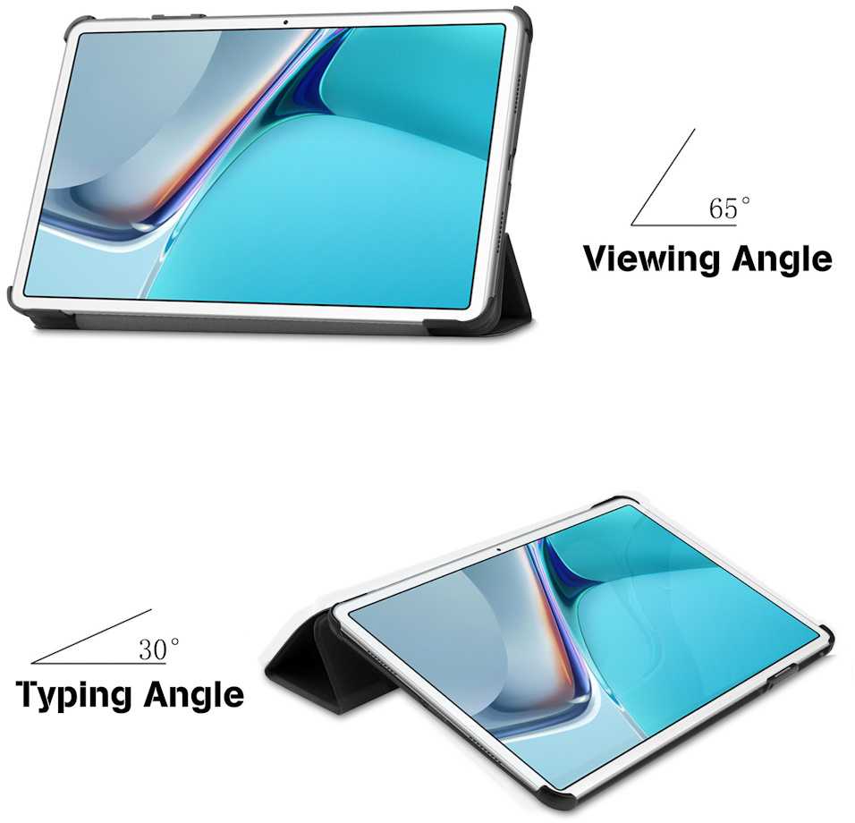 iLike Tri-Fold Plāns Eko-Ādas Statīva Maks Huawei MatePad SE 10.1'' (2022) Ags3K-W20 / Ags3K-AL20 Rozīgi Zeltaina