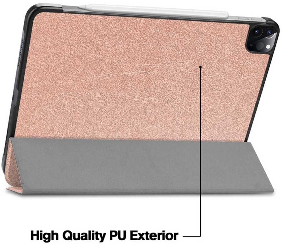 iLike Tri-Fold Plāns Eko-Ādas Statīva Maks Lenovo Tab P11 11.5'' 2nd Gen TB350 (2022) Rozīgi Zeltaina