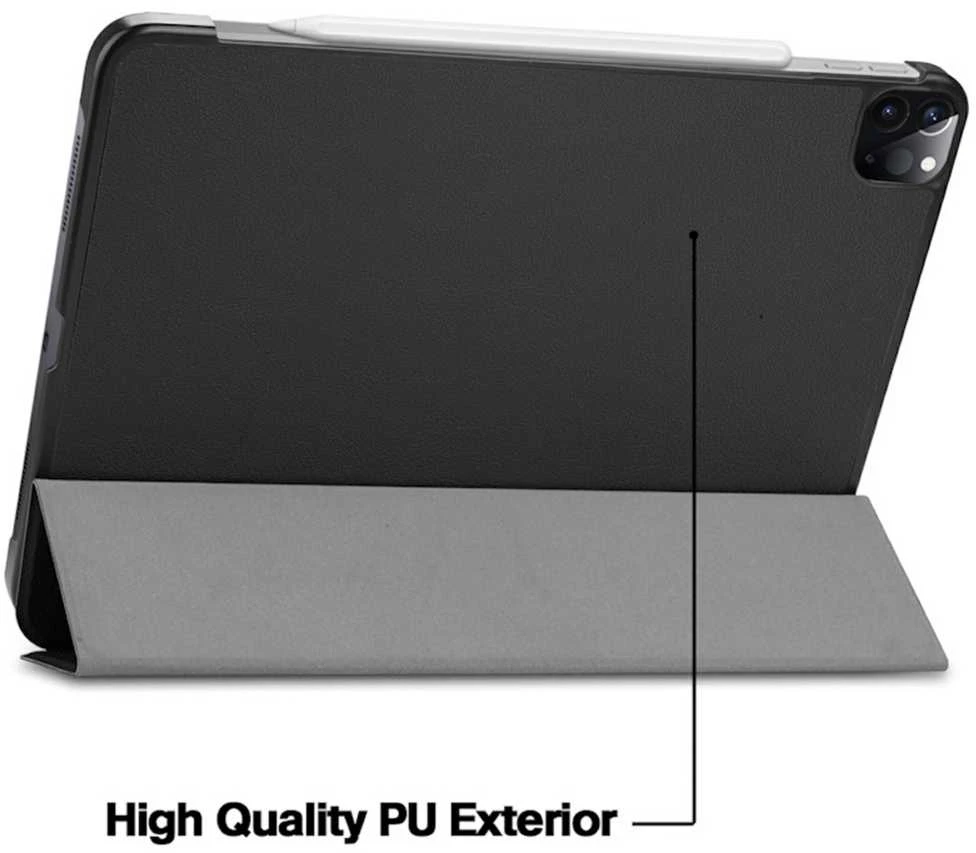 iLike Tri-Fold Plāns Eko-Ādas Statīva Maks Lenovo M10 Plus 10.6'' 3rd Gen TB125 / TB128 (2022) Melns
