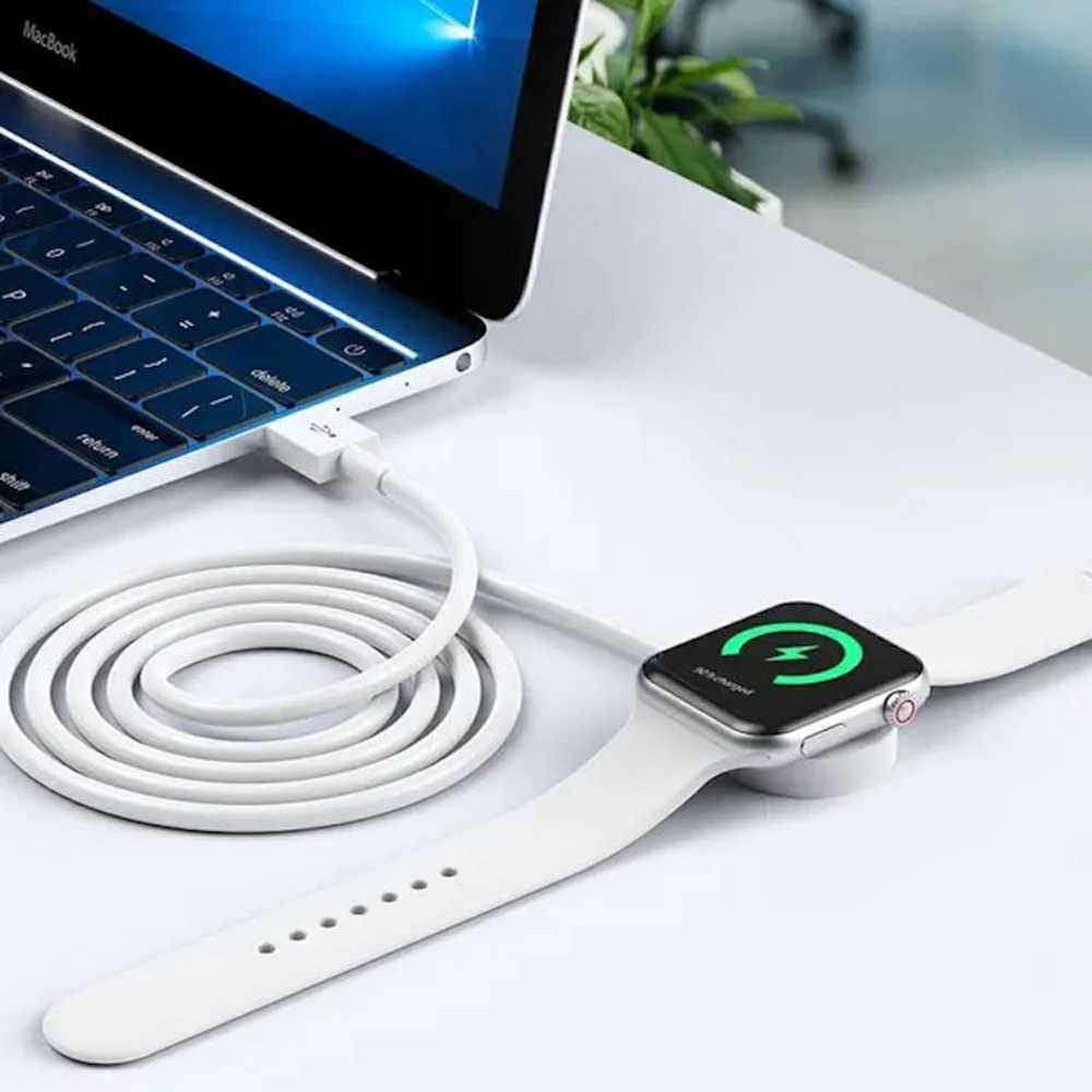 „iWear“ įkrovimo įrenginys CH3 universalus USB 1 m maitinimo laidas išmaniajam laikrodžiui, 3,5 W belaidis įkrovimo kilimėlis Baltas IW-WT-СH3
