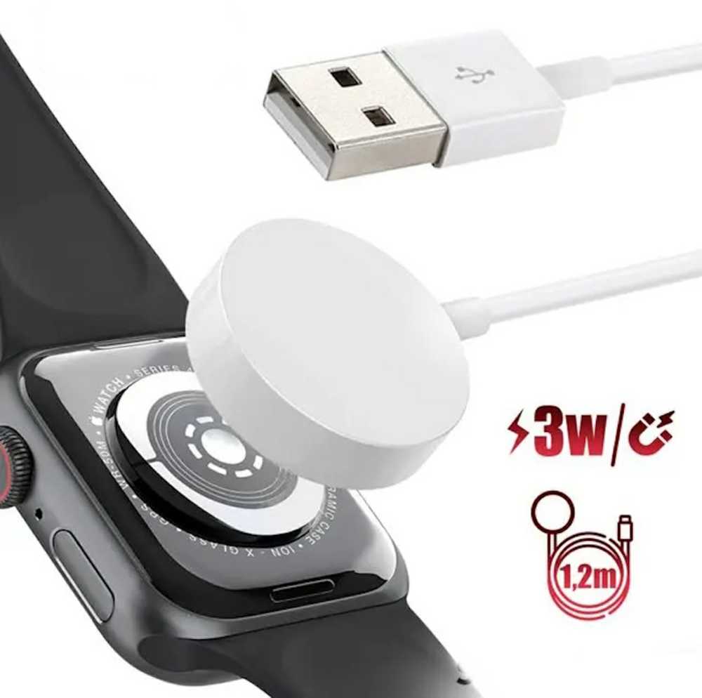 „iWear“ įkrovimo įrenginys CH3 universalus USB 1 m maitinimo laidas išmaniajam laikrodžiui, 3,5 W belaidis įkrovimo kilimėlis Baltas IW-WT-СH3