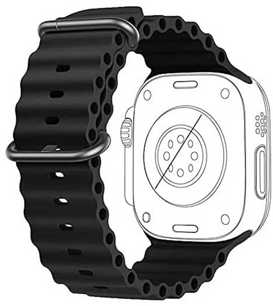 iWear Dirželis S1 Griovuotas Minkštas Siliconinis 20mm Dirželis Apple Watch 49mm / 45mm / 44mm / 42mm Juodas (IW-S1-BK)