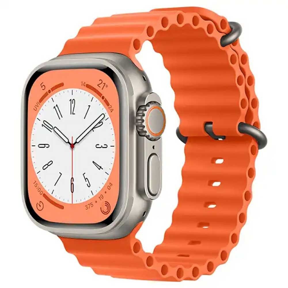 iWear Dirželis S1 Griovuotas Minkštas Siliconinis 20mm Dirželis Apple Watch 49mm / 45mm / 44mm / 42mm Oranžinis IW-S1-OR