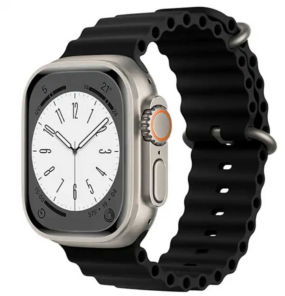 iWear Dirželis S1 Griovuotas Minkštas Siliconinis 20mm Dirželis Apple Watch 49mm / 45mm / 44mm / 42mm Juodas (IW-S1-BK)
