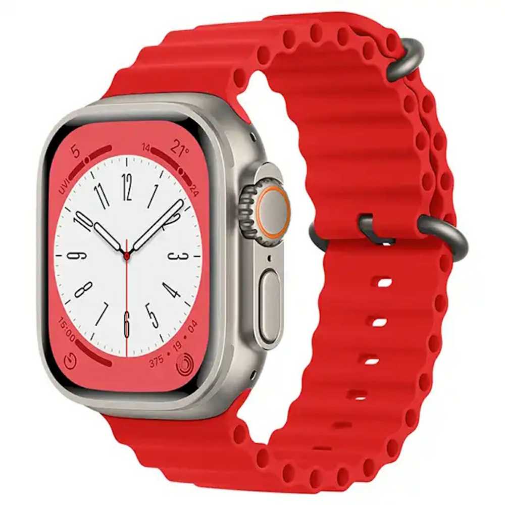 „iWear Siksniņa S1“ griovelis, minkštas silikoninis 20 mm dirželis, skirtas „Apple Watch 49mm / 45mm / 44mm / 42mm“ Raudona IW-S1-RE