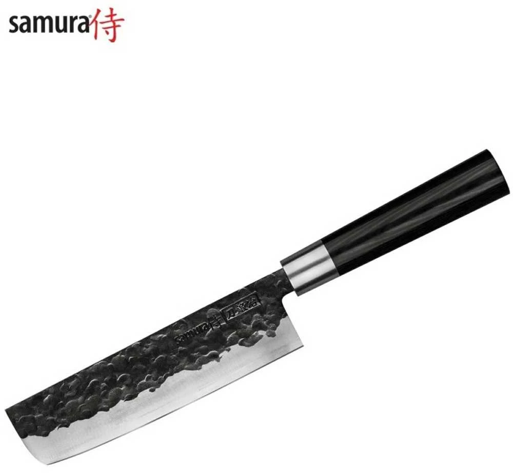 Samura BLACKSMITH universalus virtuvinis peilis Nakiri 6,6"/168mm iš AUS 10 Kaltas plienas 58 HRC