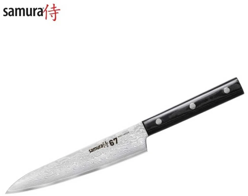 Samura DAMASCUS 67 Universalus virtuvinis peilis 6,0"/150 mm iš AUS 10 Damasko plieno 61 HRC (67 sluoksniai)