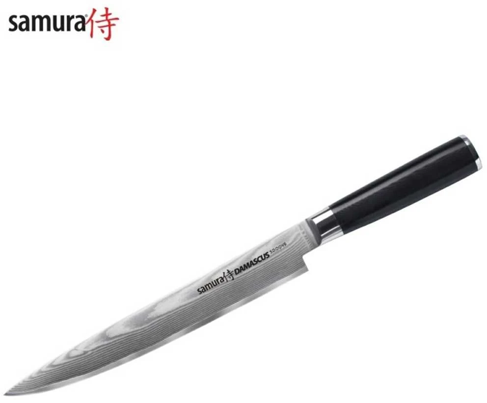 Samura DAMASCUS Universalus virtuvės pjaustymo peilis 230 mm iš AUS 10 Damasko plieno 61 HRC (67 sluoksniai)