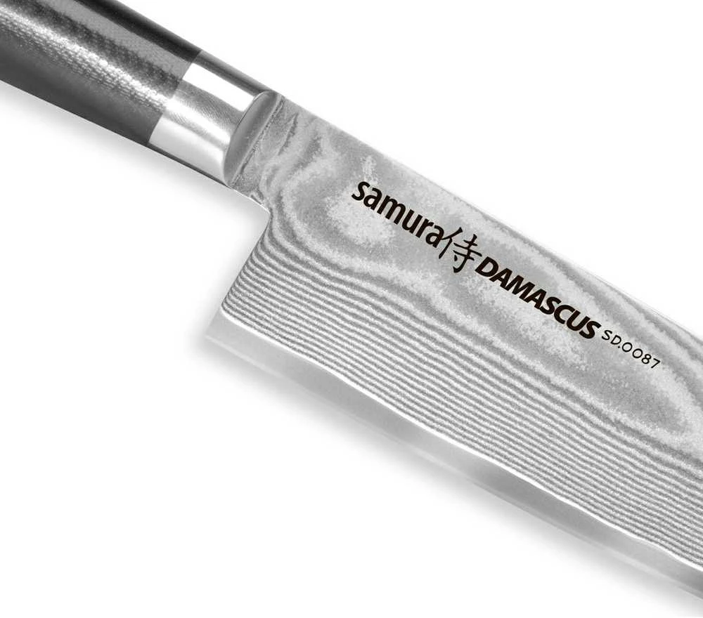 Samura DAMASCUS universalus virtuvės šefo peilis 240 mm iš AUS 10 Damasko plieno 61 HRC (67 sluoksniai)