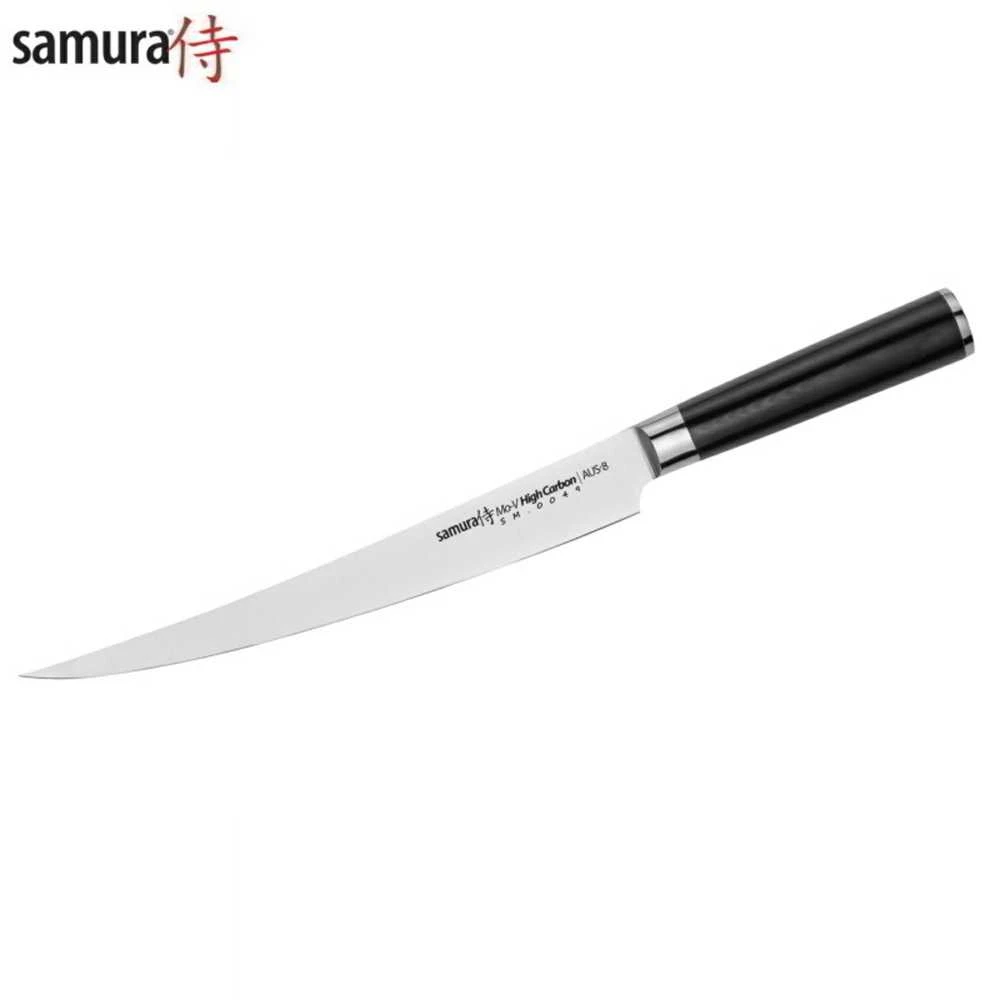 Samura MO-V virtuvės universalus ilgas pjaustymo peilis 251 mm iš AUS 8 japoniško plieno 59 HRC
