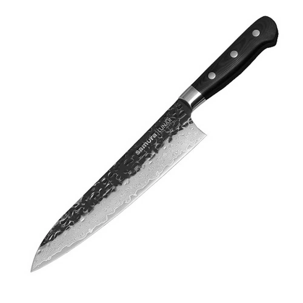 Samura Pro-S Lunar Kitchen Grand Chef's peilis 241mm Hammered Damascus Japan steel 61 HRC