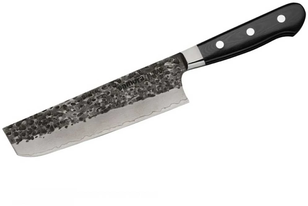 Samura Pro-S Lunar Kitchen Nakiri peilis 177mm Hammered Damascus Japan steel 61 HRC