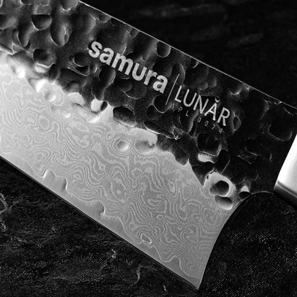 Samura Pro-S Lunar Kitchen Nakiri peilis 177mm Hammered Damascus Japan steel 61 HRC
