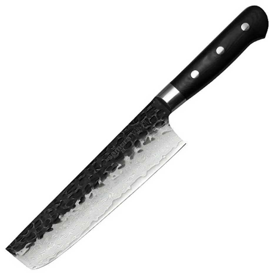 Samura Pro-S Lunar Kitchen Nakiri peilis 177mm Hammered Damascus Japan steel 61 HRC