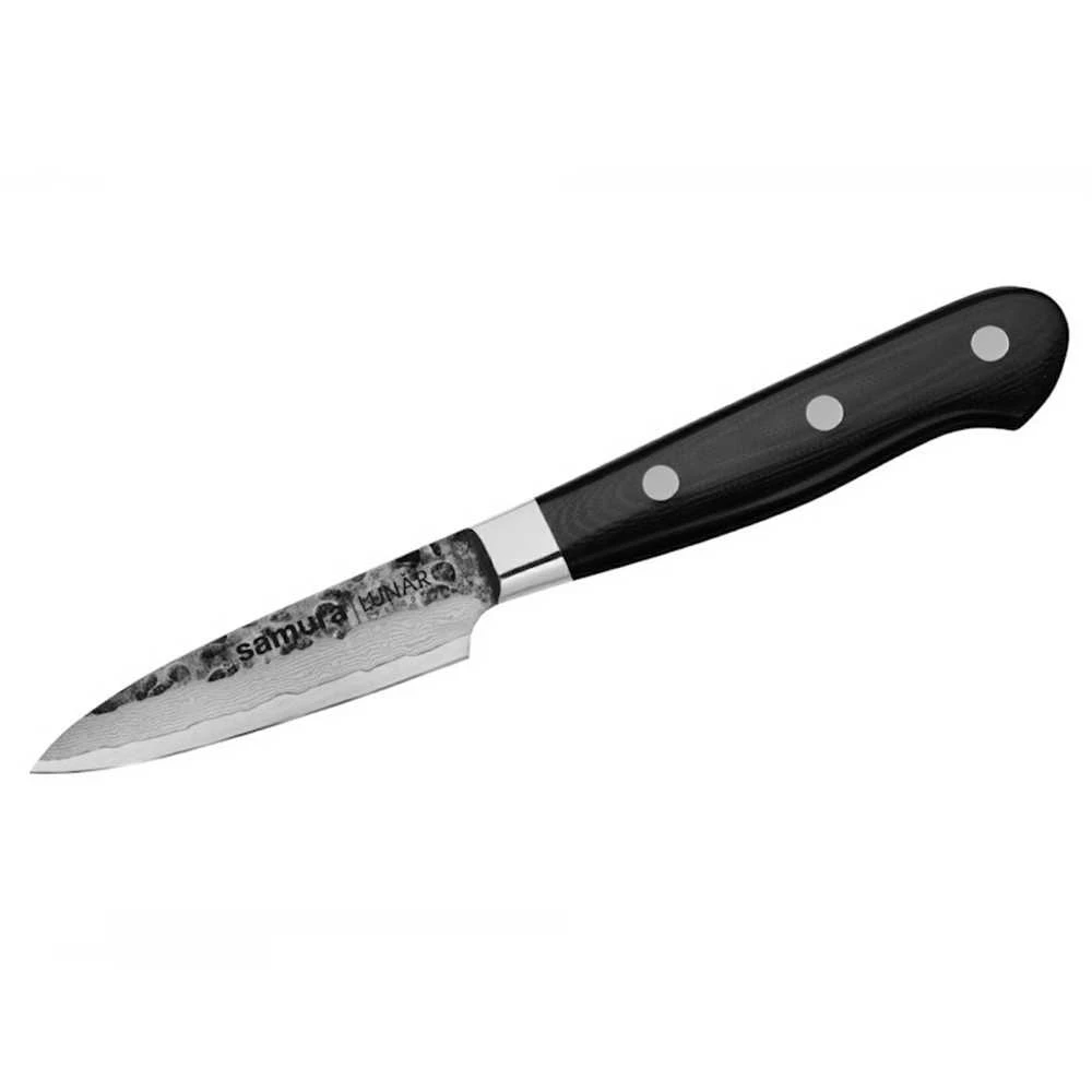Samura Pro-S Lunar Kitchen Paring peilis 78mm blade Hammered Damascus Japan steel 61 HRC