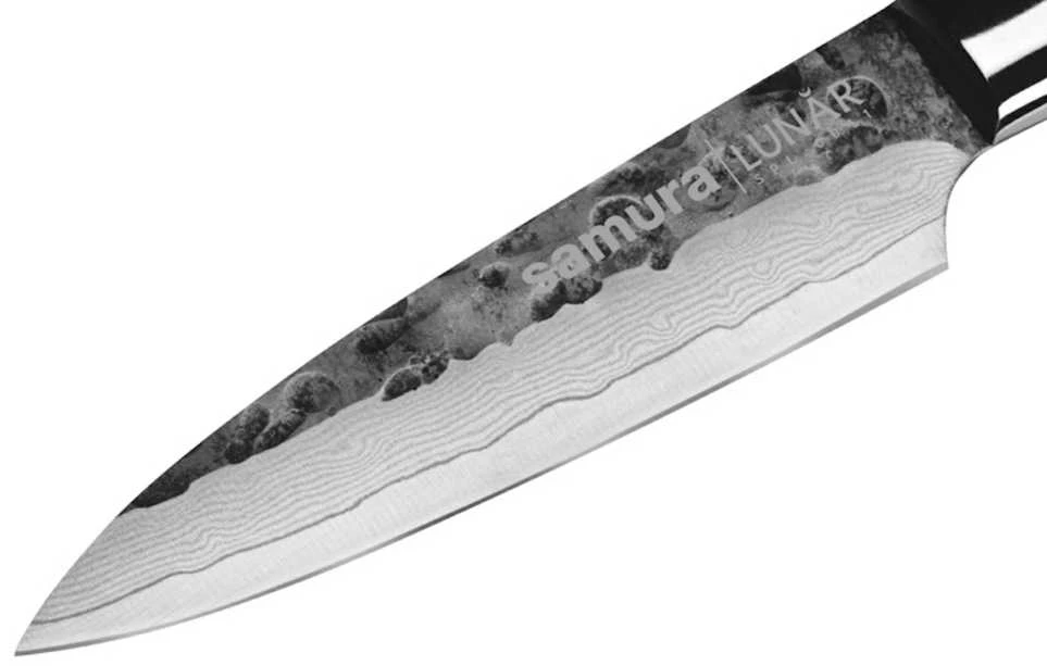 Samura Pro-S Lunar Kitchen Paring peilis 78mm blade Hammered Damascus Japan steel 61 HRC