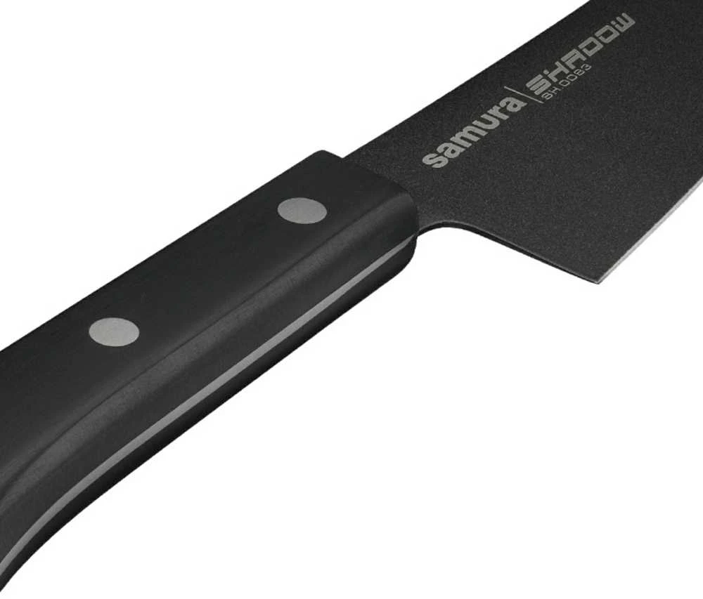 Samura Shadow Small Chef's Kitchen peilis 166 mm AUS-8 nelipni tamsi danga 58 HRC