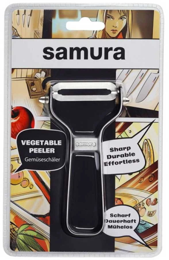 Samura Sharp & Effortless metalinis daržovių skustuvas su tiesiais 61 mm peiliais iš japoniško plieno sidabro