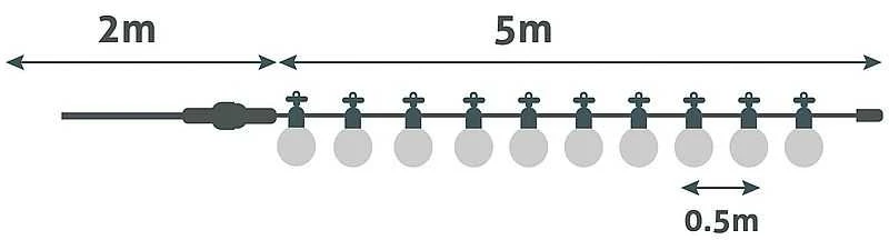 Avide girlianda Decor 5m, 10 lempučių, 3xAA IP20