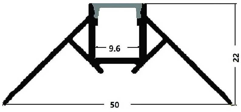Avide įleidžiamas aliuminio profilis išoriniam kampui 50x22mm su juodu dangteliu, 1m