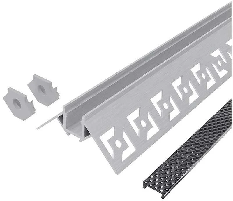 Avide įleidžiamas aliuminio profilis išoriniam kampui 50x22mm su juodu dangteliu, 1m