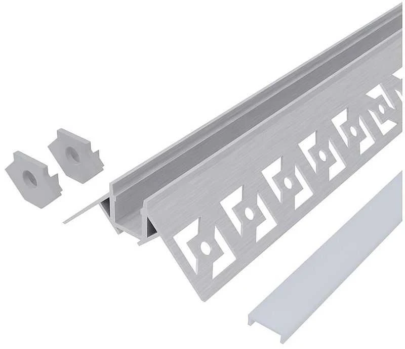 Avide įleidžiamas aliuminio profilis išoriniam kampui 50x22mm su matiniu dangteliu, 1m