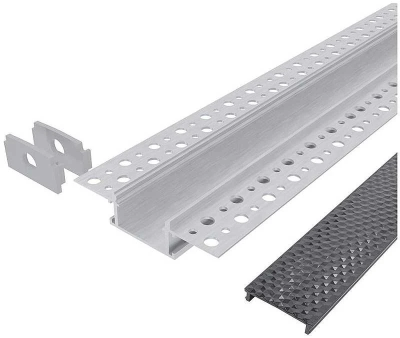 Avide įleidžiamas aliuminio U profilis 61x14mm su juodu dangteliu, 1m