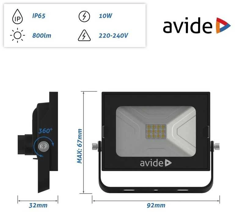 Avide LED lauko prožektorius 10W 800lm