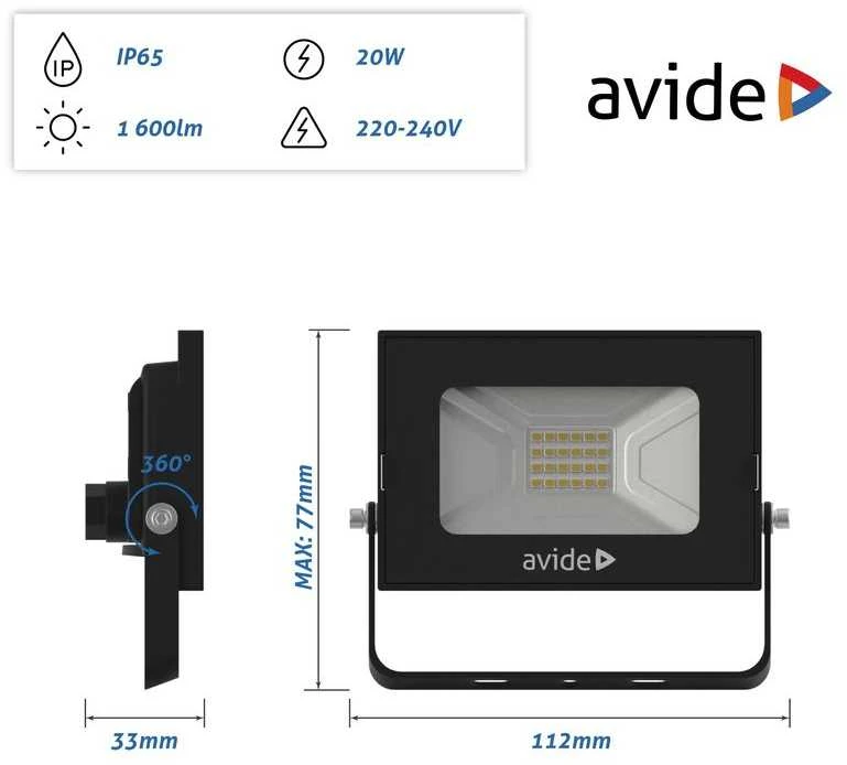 Avide LED lauko prožektorius 20W 1600lm