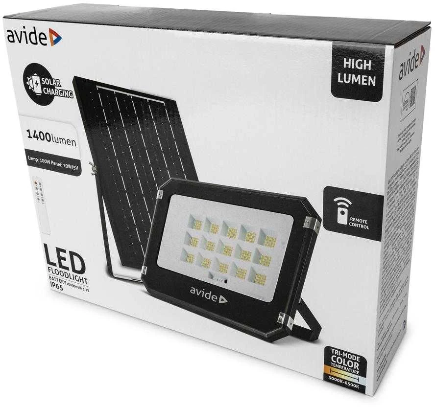 Avide LED lauko šviestuvas su saulės baterija 1400lm CCT su pulteliu