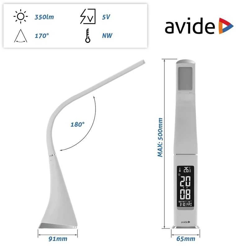 Avide LED stalinis šviestuvas Business 6W LCD odos imitacija baltas